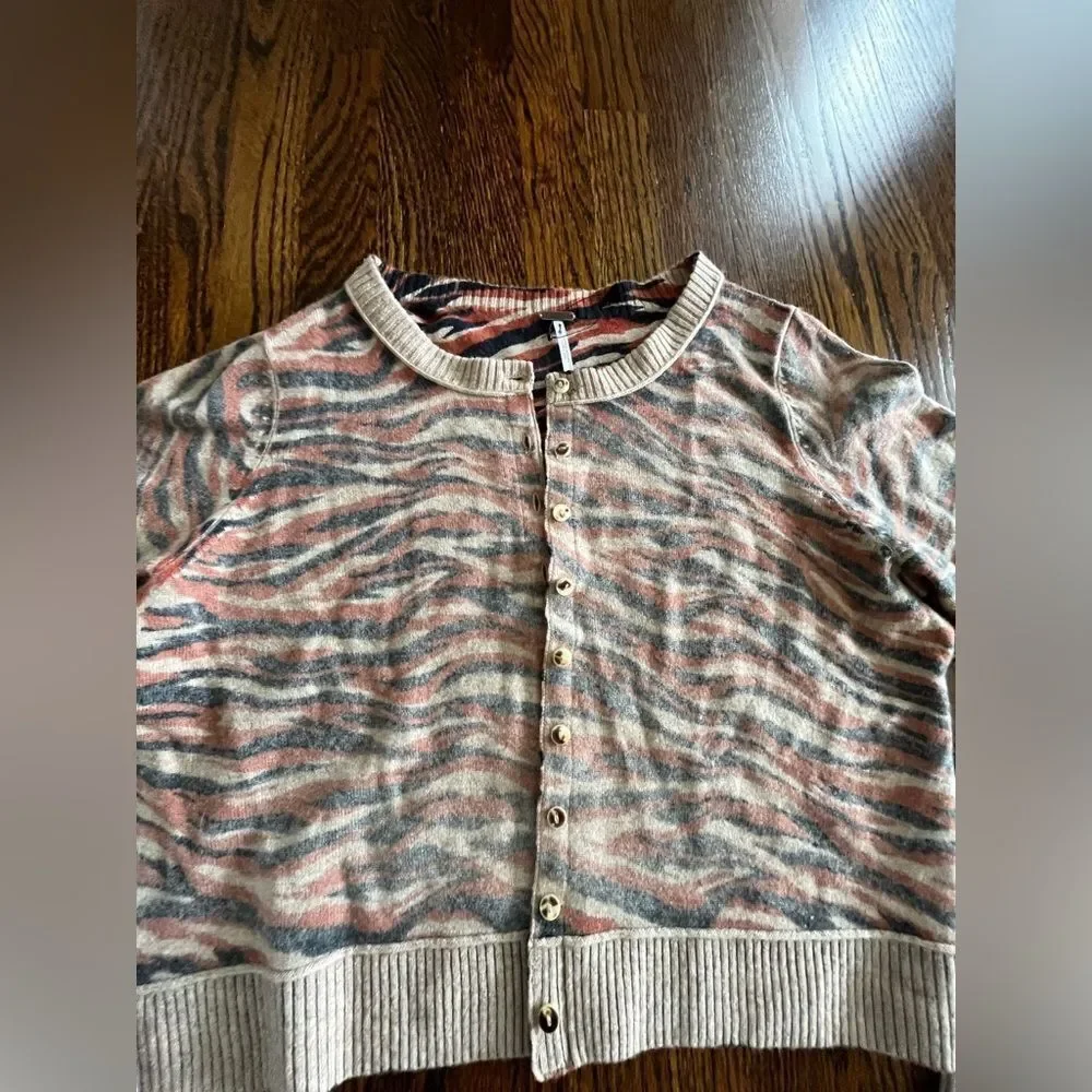 Free People Nocturnal Patterned Cardi in Brown